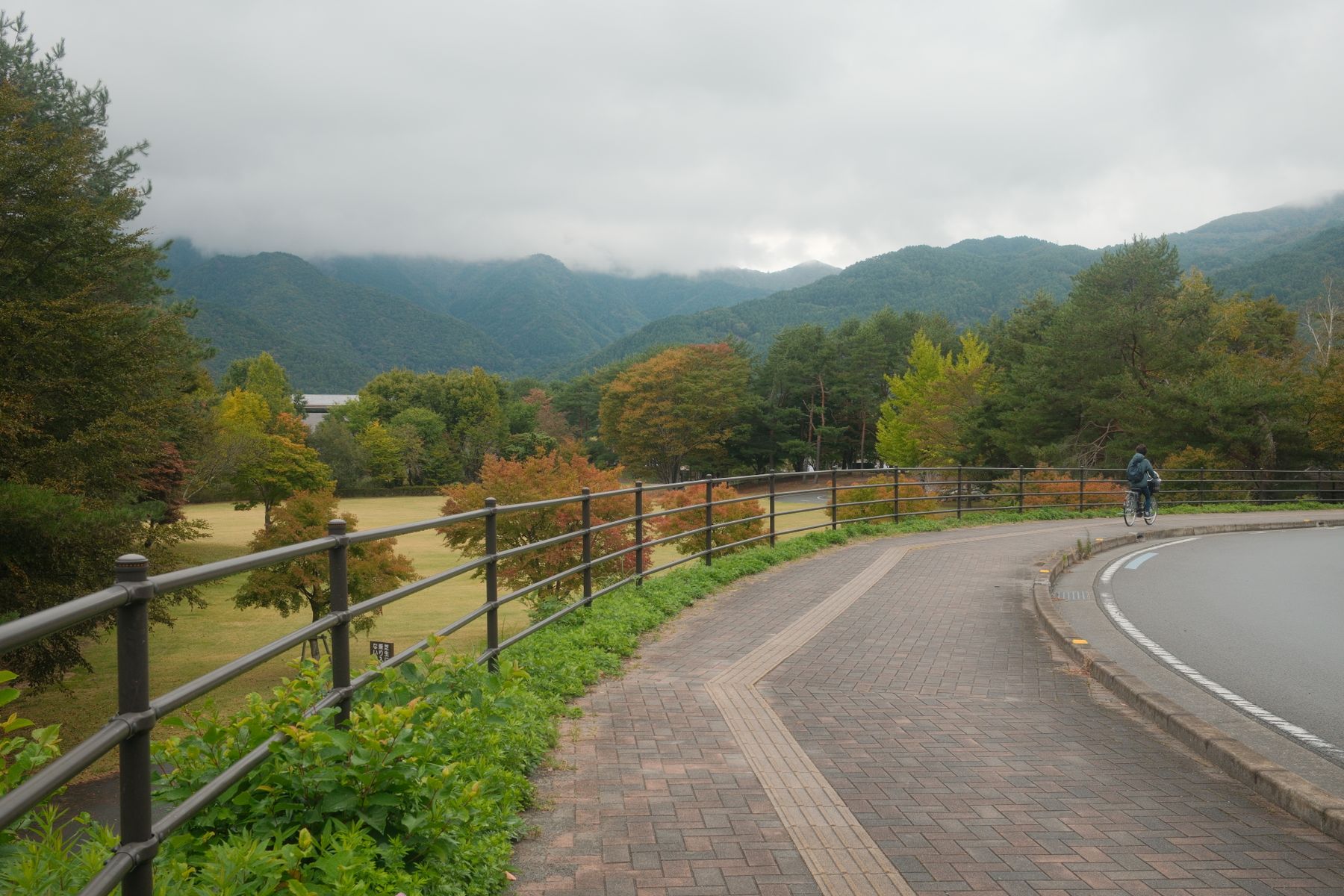 山あいを行く旅の風景