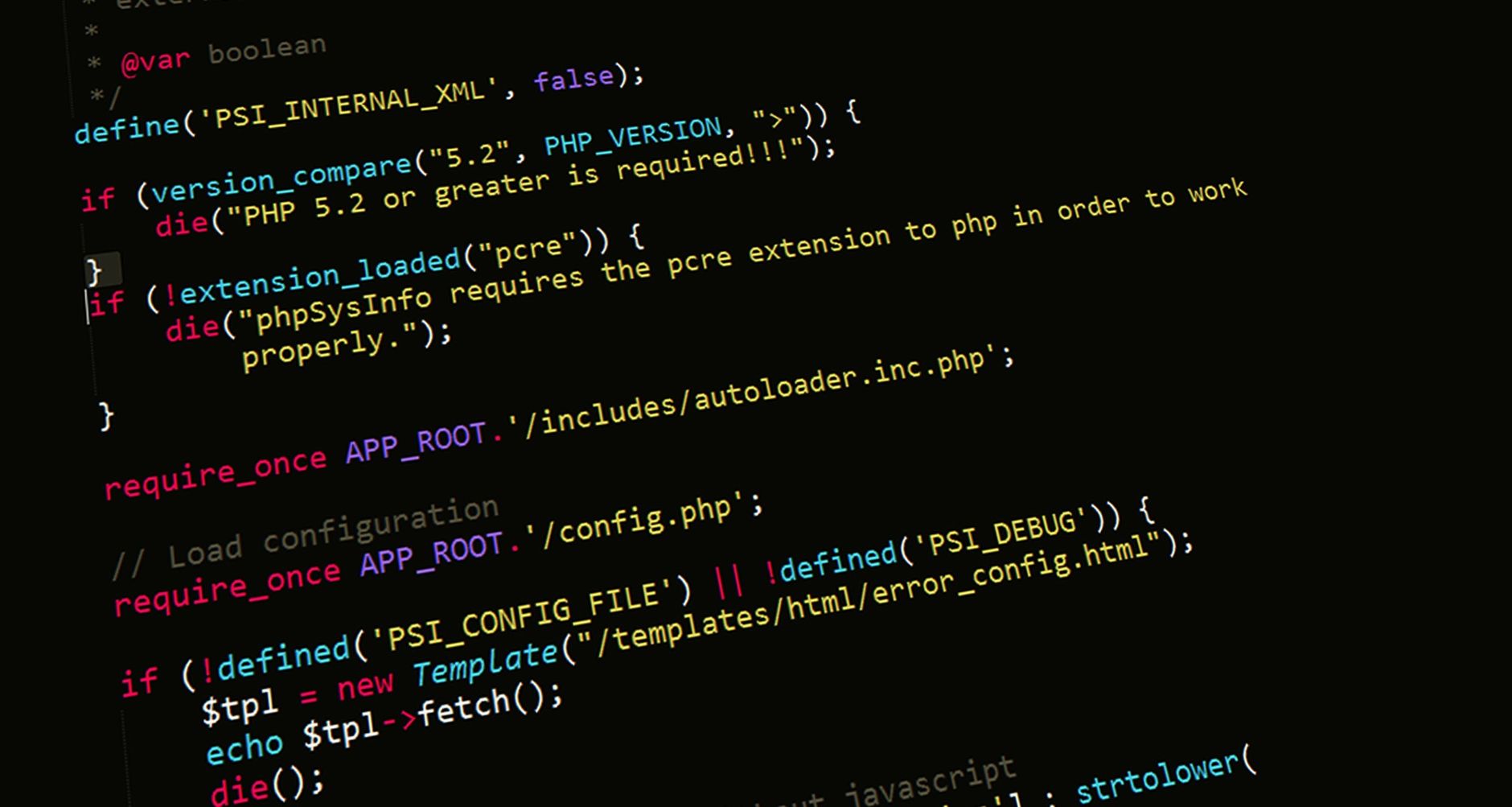 PHPのソースコードが映る画面